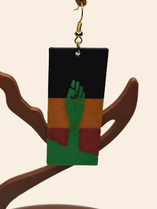 Power & Heritage: Raised Fist Rectangular Earrings