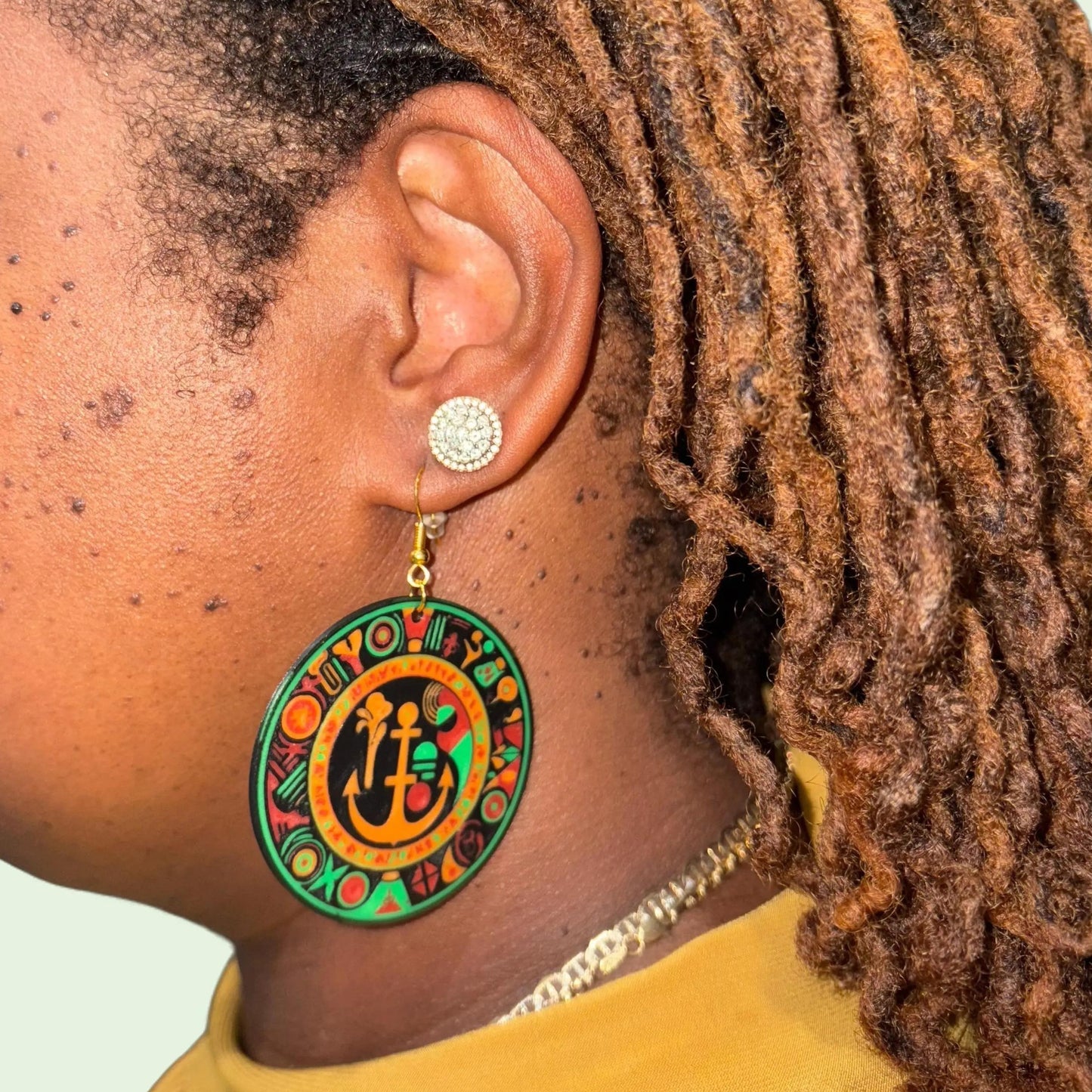 Symbolic Emblem Circle Earrings