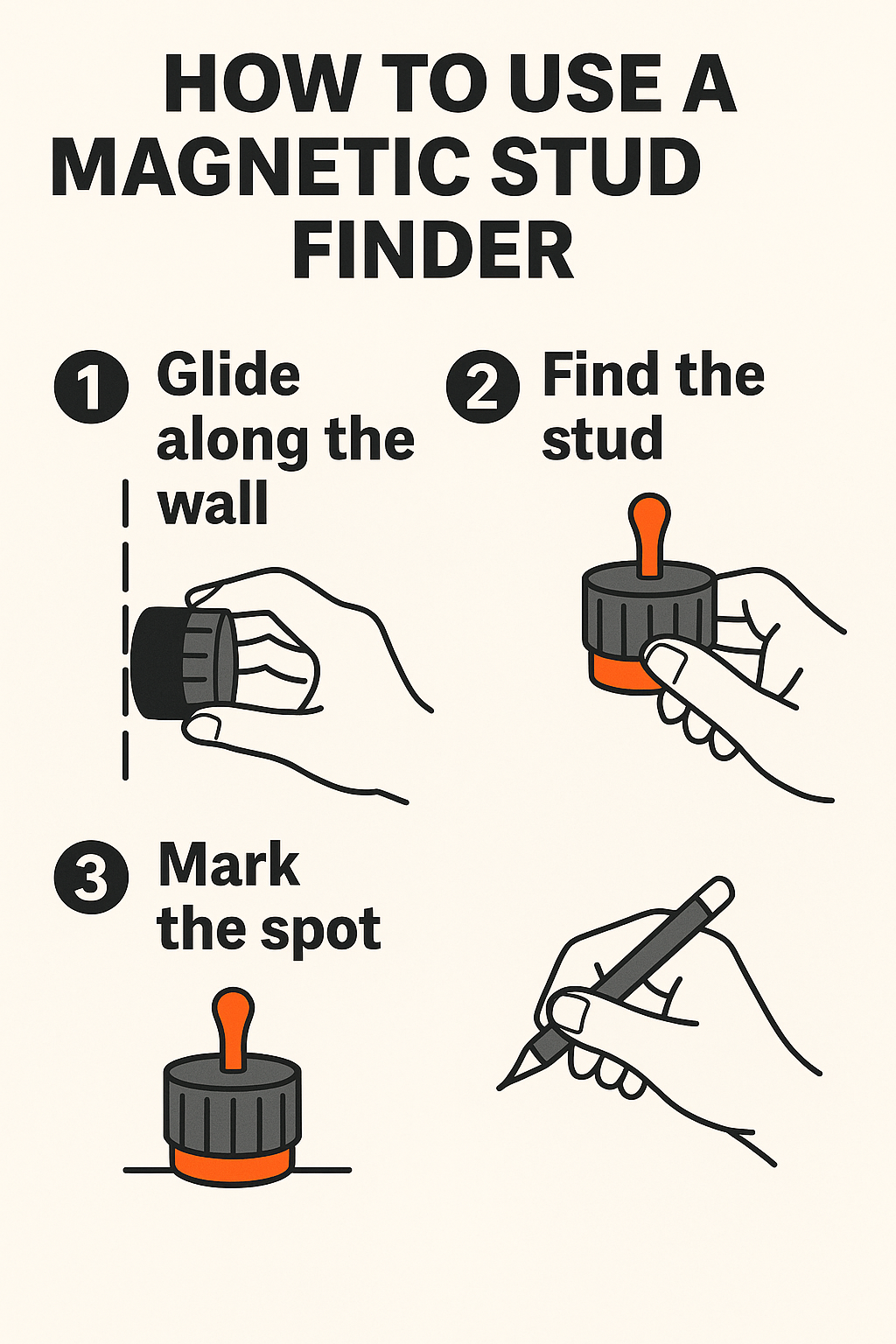 Magnetic Wall Marker – Manual Stud & Screw Locator, No Batteries Needed