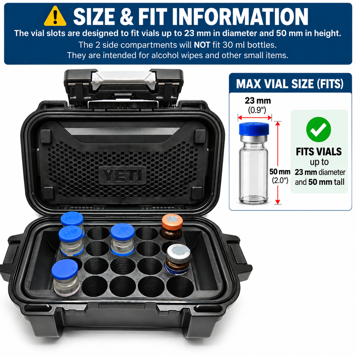 🧪✨ Peptide Organizer Insert for Y3TI GoBox 1 Gear Case 🧊💉 | 3mL Vial Holder 🧬 | Research Storage 📦 | 🚫 Insert Only 🇺🇸