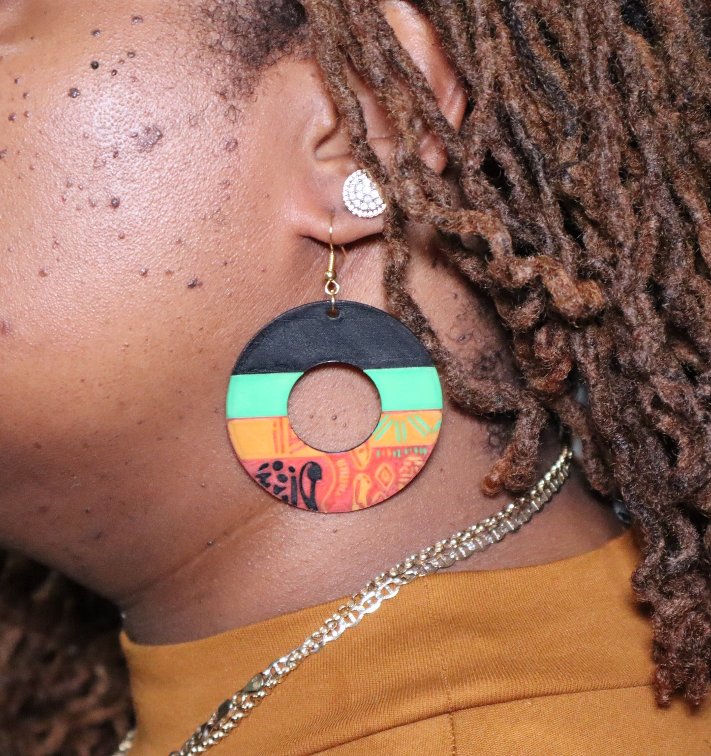 Textured Pan-African Donut Earrings